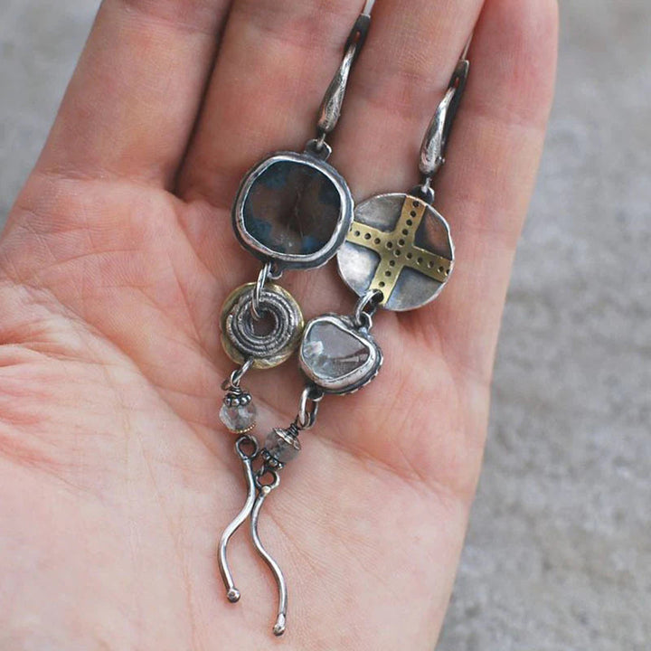 Σκουλαρίκια από μπλε πέτρα σε σχήμα σταυρού