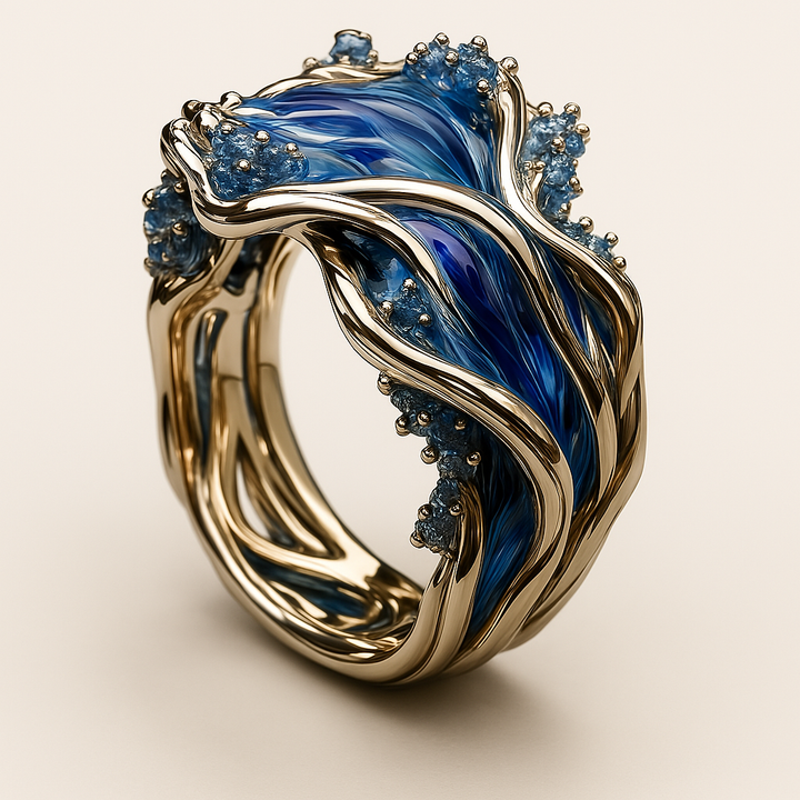 Χρυσό Δαχτυλίδι Κυματιστό Ωκεάνιο Vintage