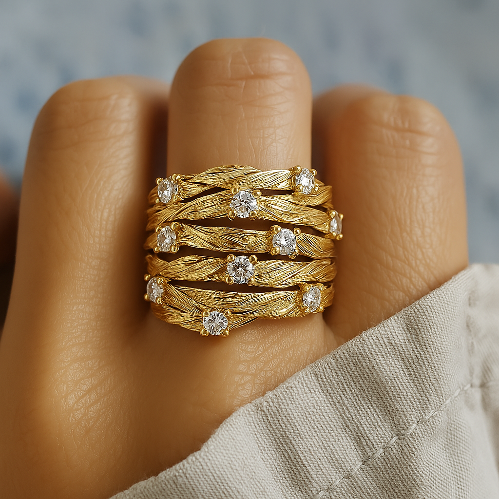 Ροζ Χρυσή Vintage Δαχτυλίδι με Ζιρκόν