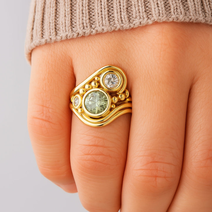 Vintage Δαχτυλίδι με Πράσινη Ζιρκόνια