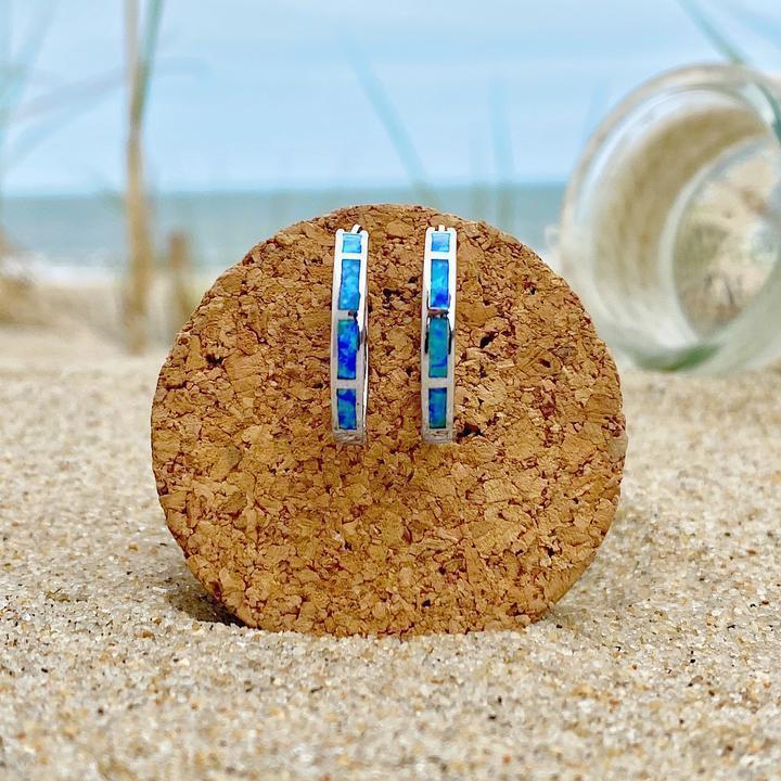 Σκουλαρίκια από Ασήμι με Μπλε Ωκεάνια Όπαλ