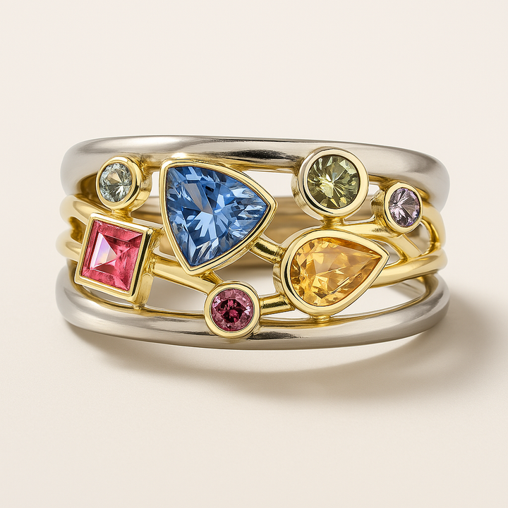 Ροζ Vintage με Χρωματιστή Ζιρκόνια