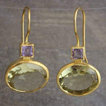 Χρυσά σκουλαρίκια από vintage πράσινο κρύσταλλο