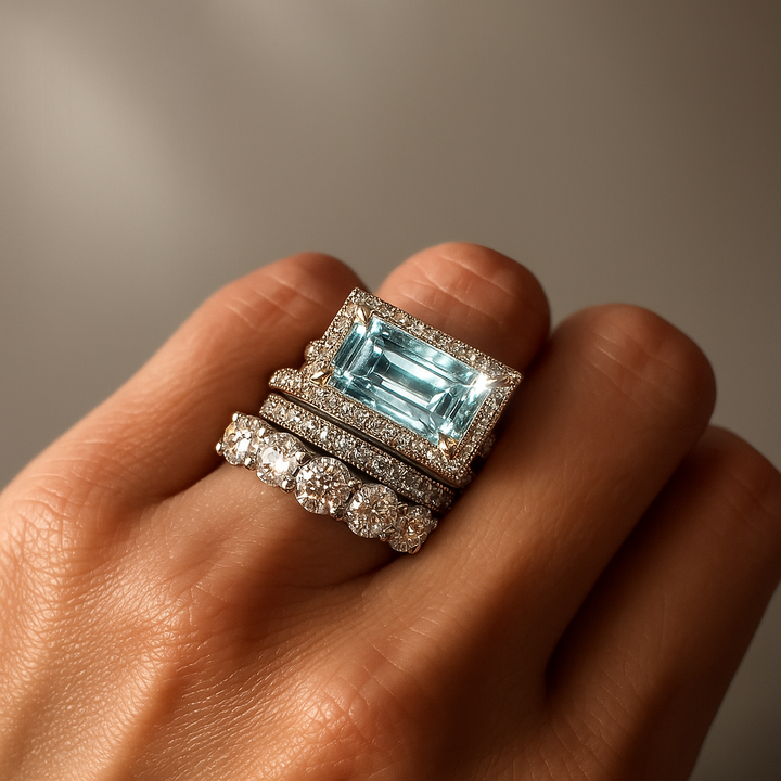 Ρετρό δαχτυλίδι από ασήμι με τουρκουάζ γυαλί - Κομψό σύνολο